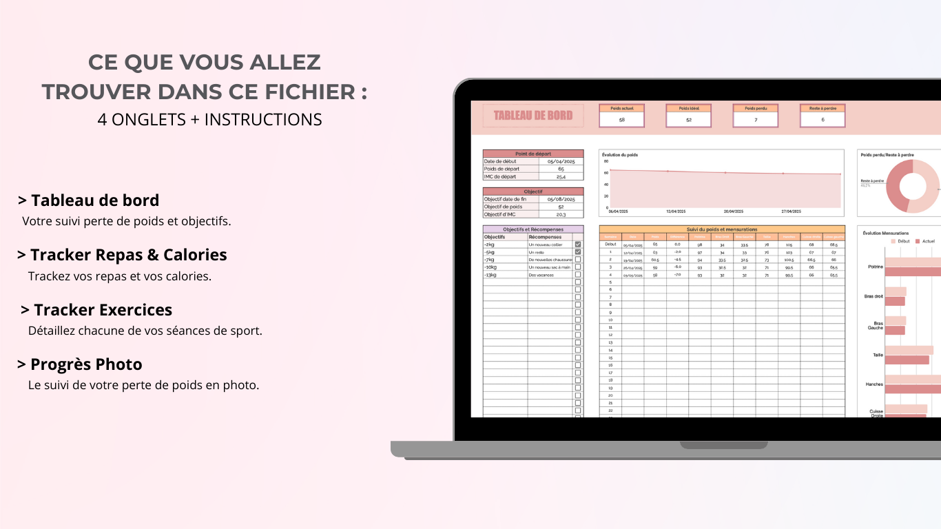 Tracker Perte de Poids & Exercices (Google Sheets)