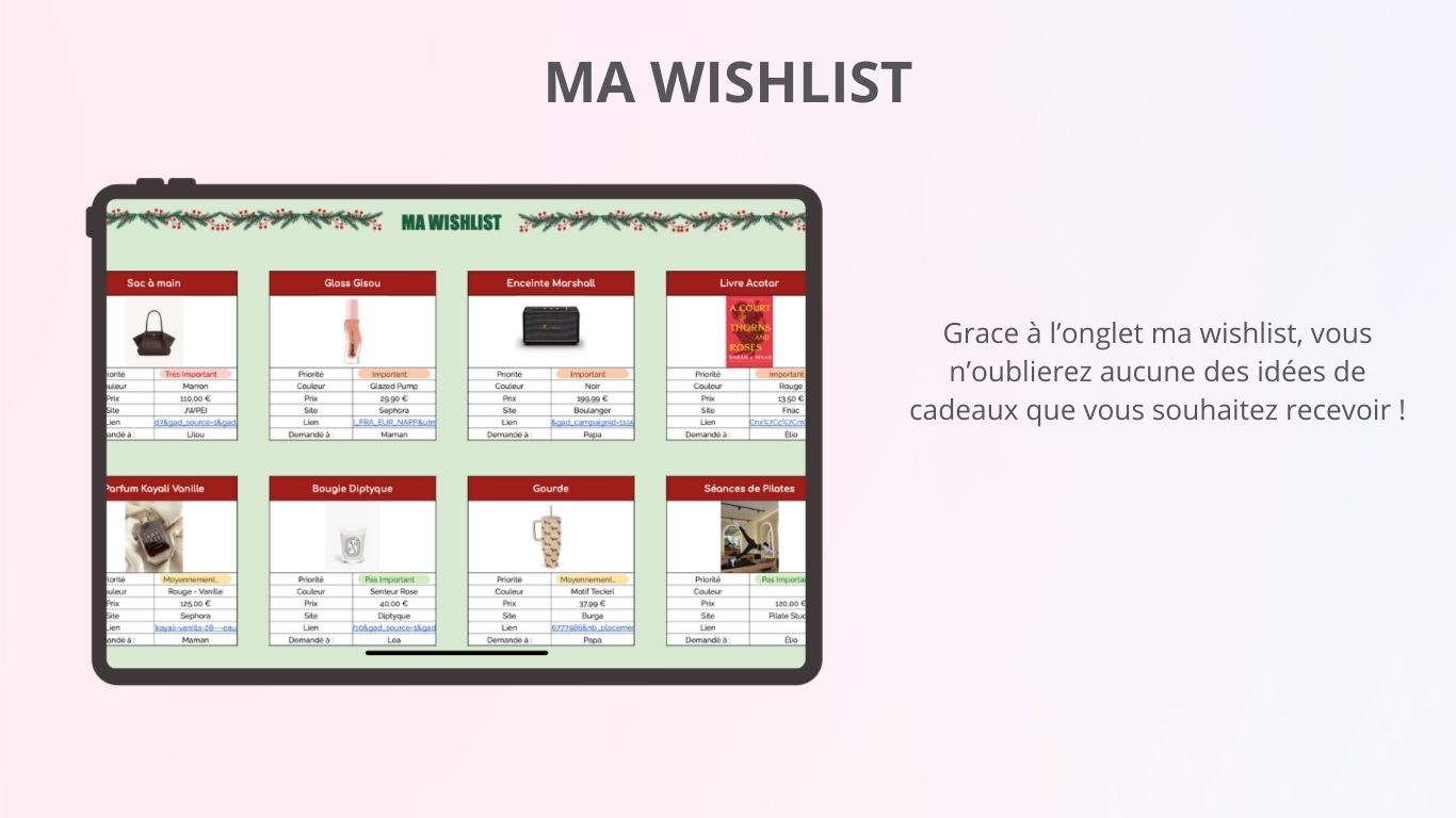 Planner Cadeaux De Noël (Google Sheets)